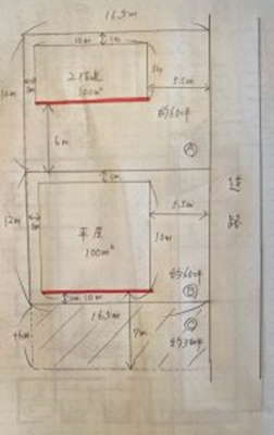 60坪の土地に2階建てを建てた場合と、同じ面積の平屋を建てた場合